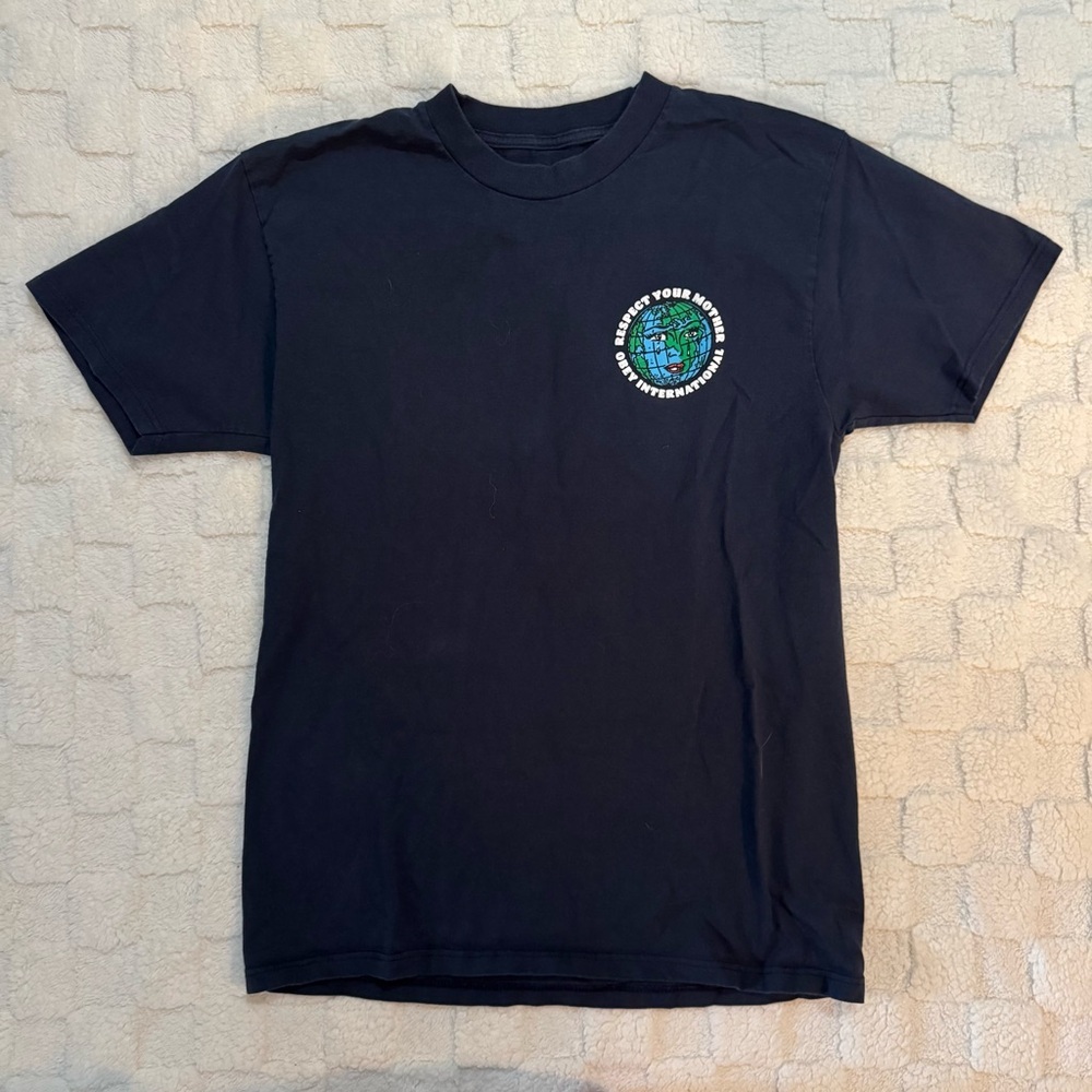 Obey International Navy Respect Your Mother Cotton Short Sleeve T-Shirt, Medium